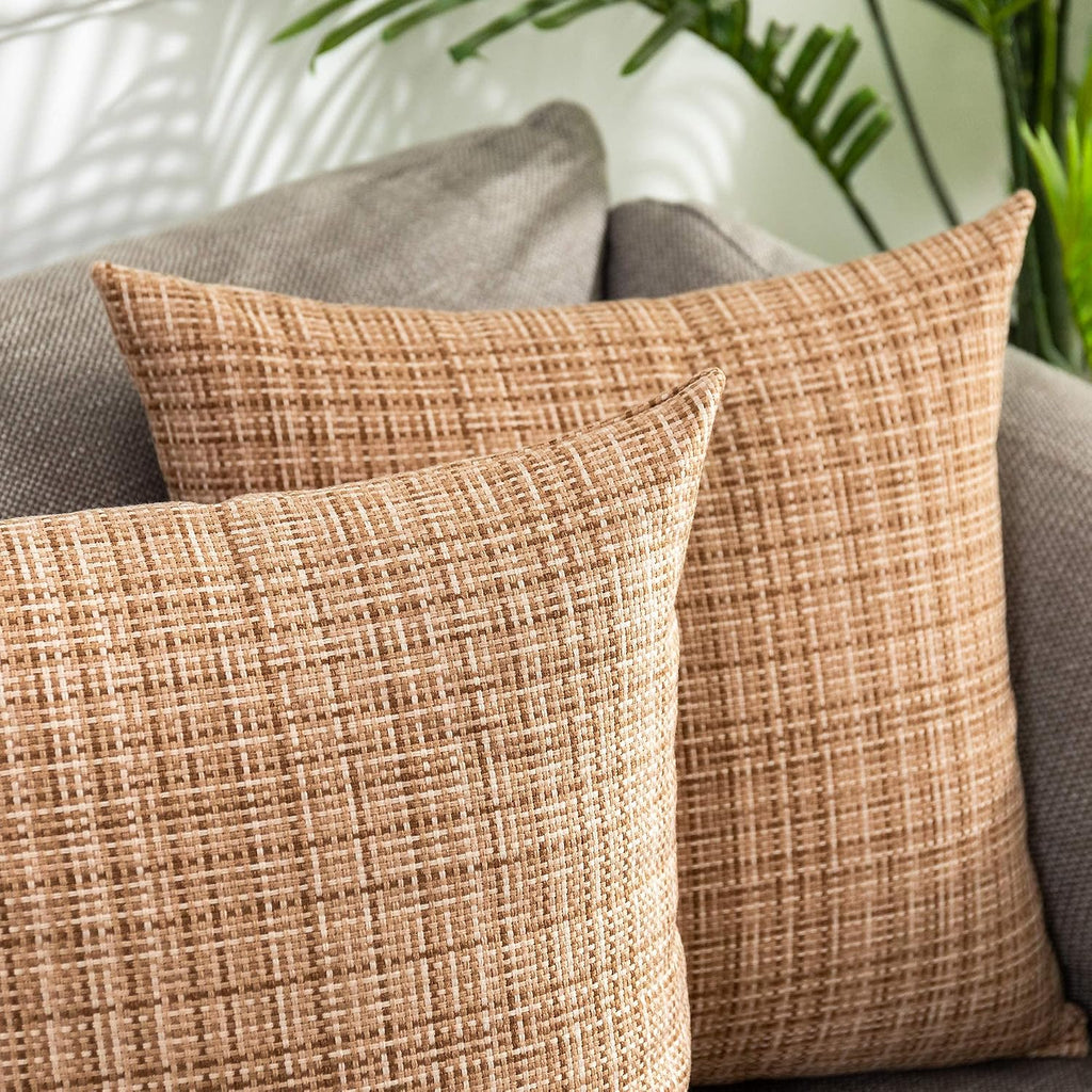 Kevin Textile Pack of 2 Decorative Outdoor Waterproof Pillow Covers Square Garden Cushion Sham Throw Pillowcase Shell for Patio Tent…