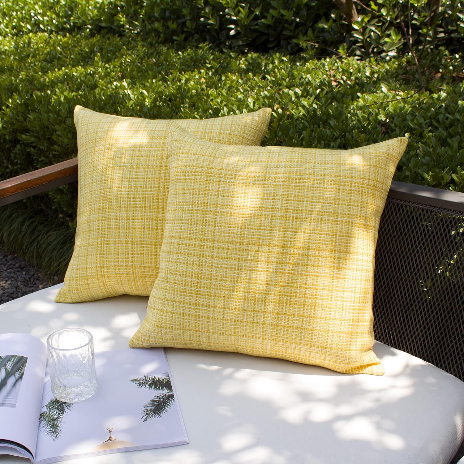 Kevin Textile Pack of 2 Decorative Outdoor Waterproof Pillow Covers Garden Cushion Sham Throw Pillowcase Shell for Patio Tent Couch 24x24…