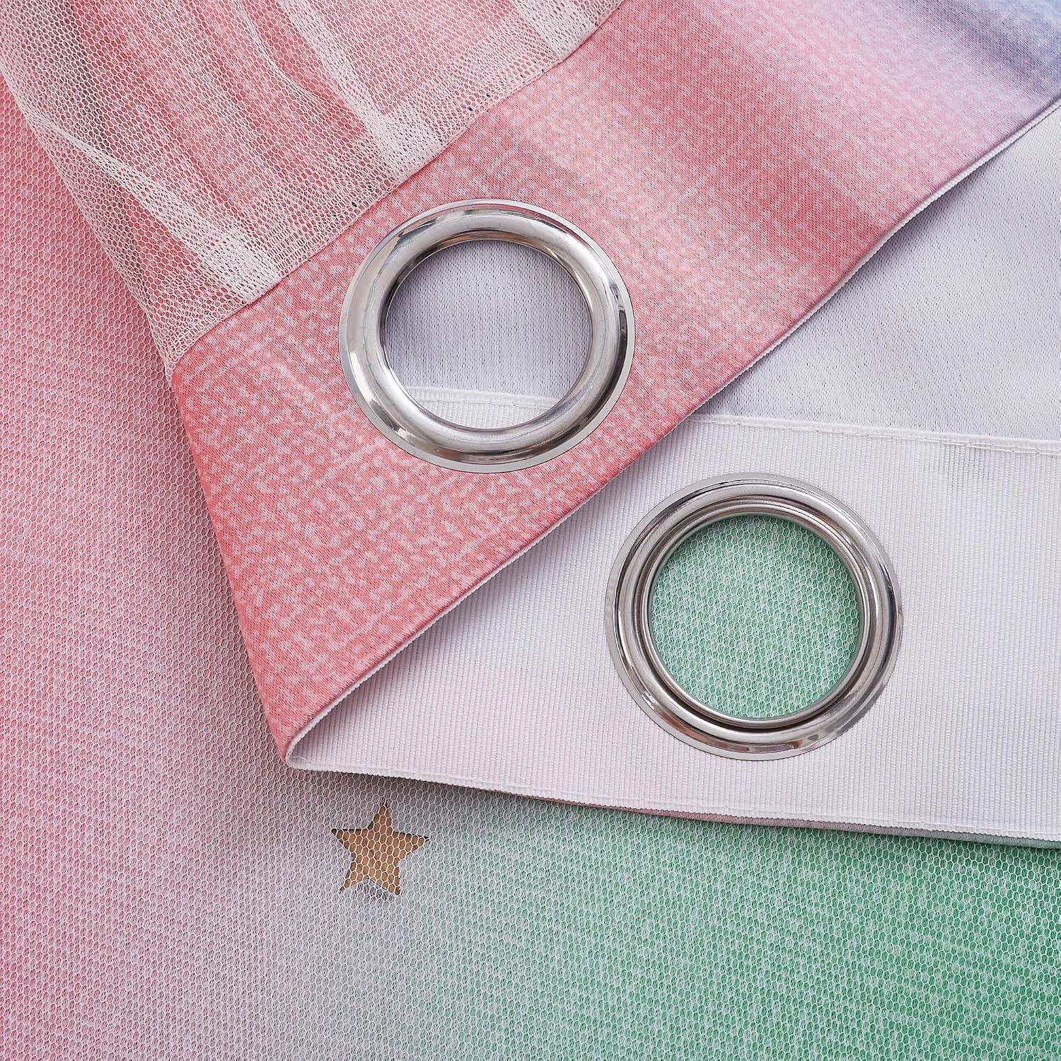 Addsomecolortolife XiDi Pink & Rainbow Curtains for Kids & Girl Rooms - Blackout, Unicorn Wall Decals, 52x84 Inch 1.6 inch Pink
