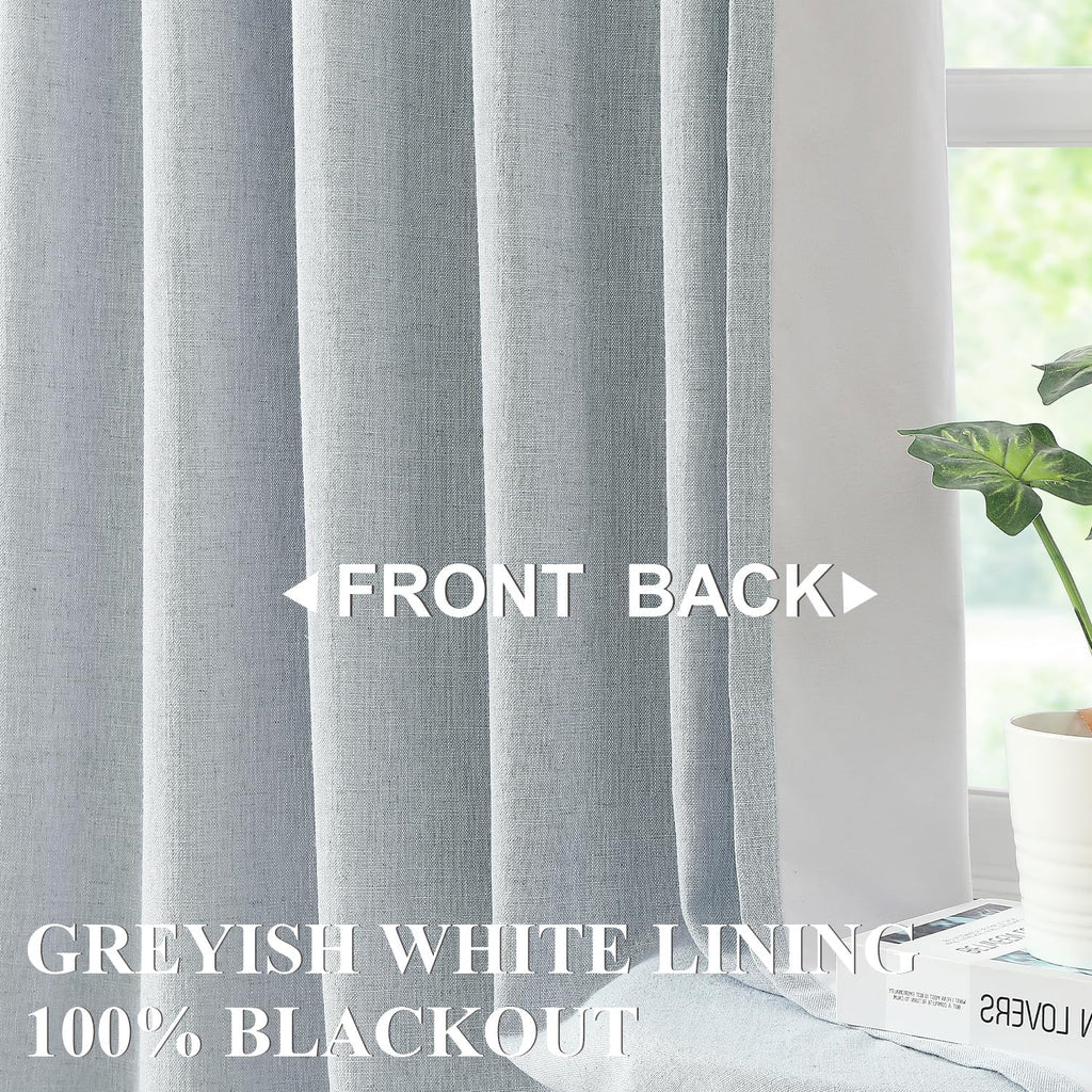 VisionHome Vision Home Blue Fog Pinch Pleated Full Blackout Curtains Linen Blended Room Darkening Window Curtains 102 inch for Living Room…