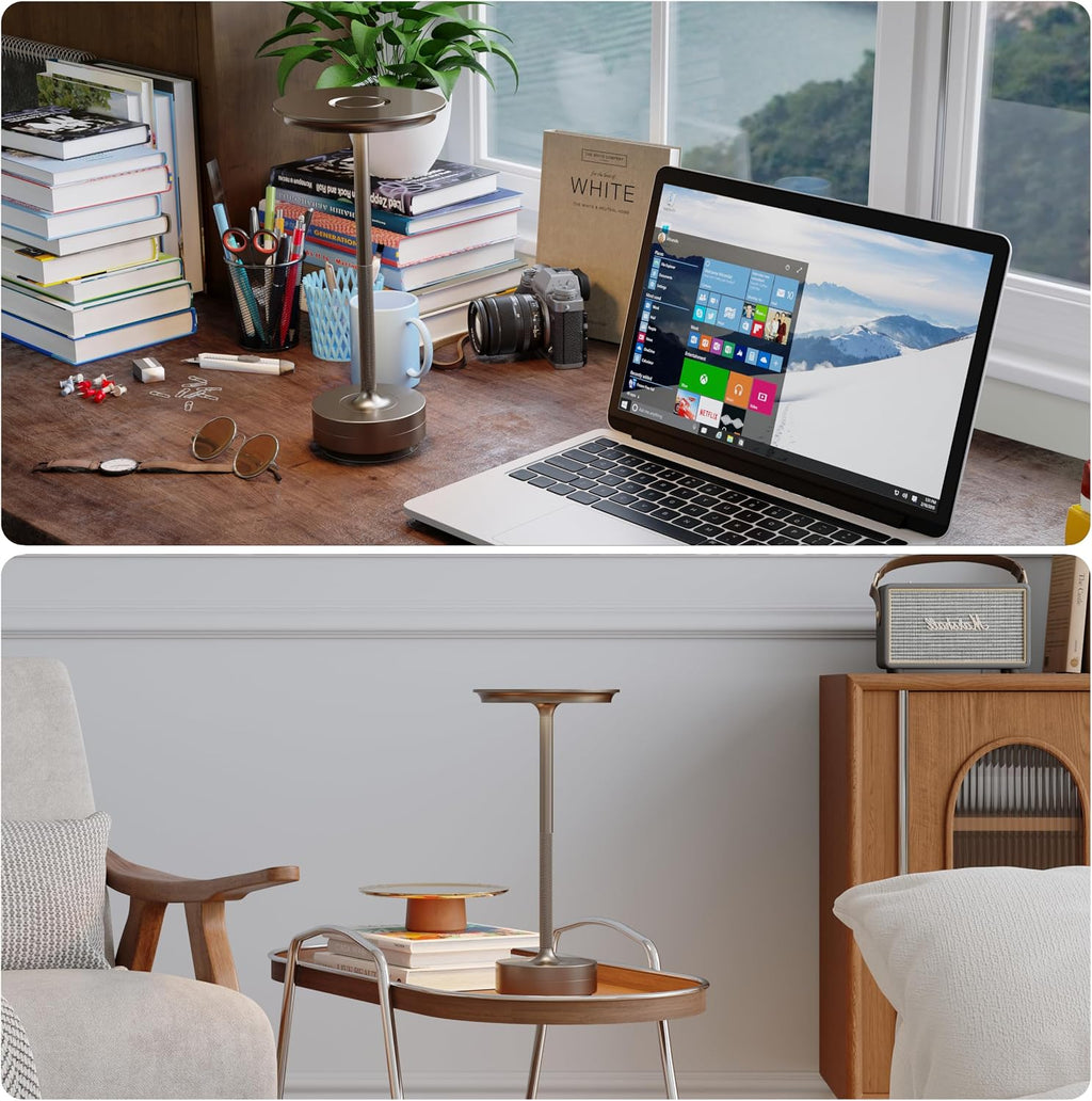 TBBGA 1 Pack Rechargeable Table Lamps Cordless, Portable 5000mAh Outdoor Table Light, 3 Color Stepless Dimming LED Table Lamp with Memory…