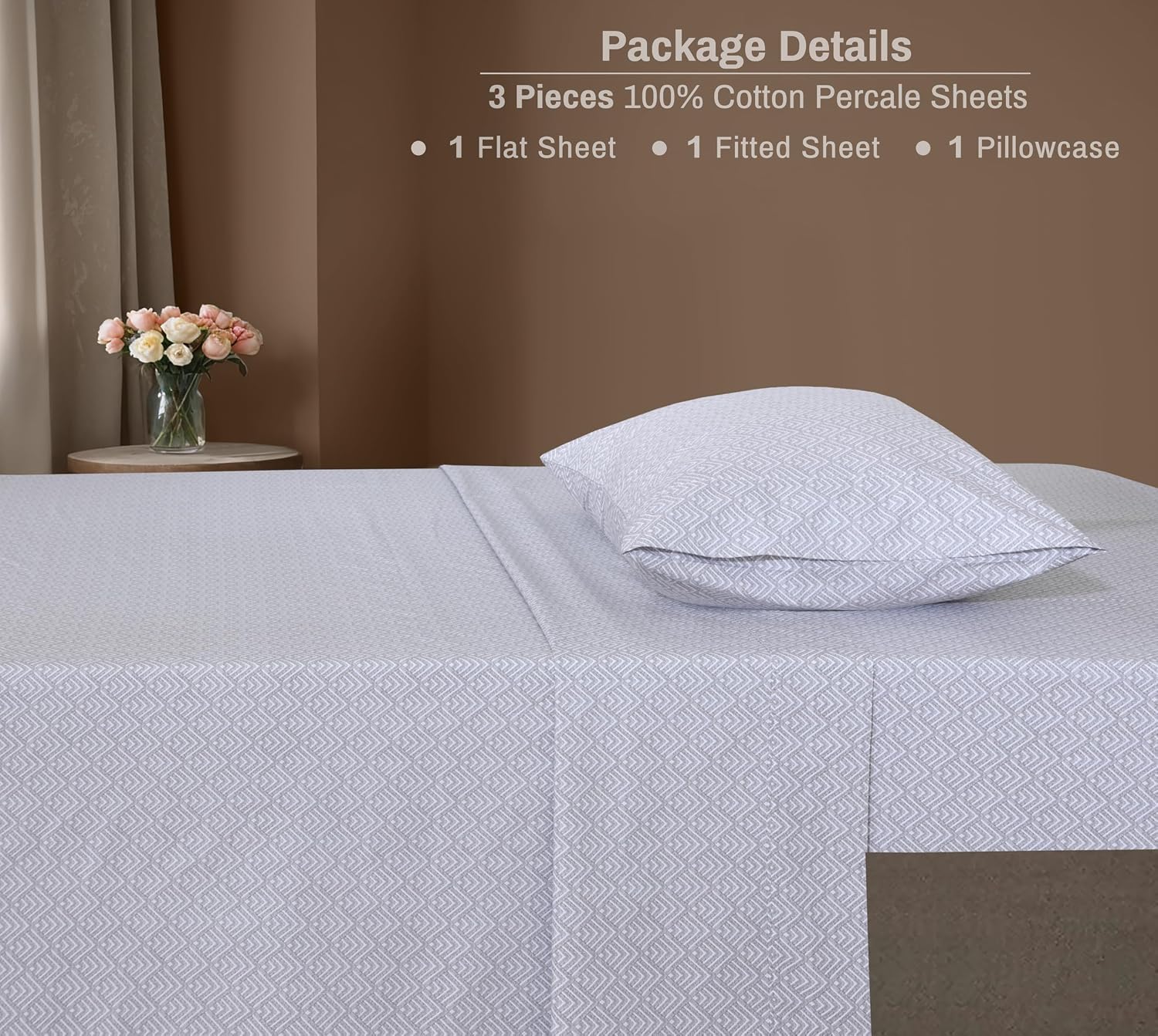 Zoyer 100% Cotton Sheets – Twin XL Size Percale Bedding, Cooling & Breathable, Durable with a Crisp, Soft & Comfortable Feel, 16" Deep Pock…