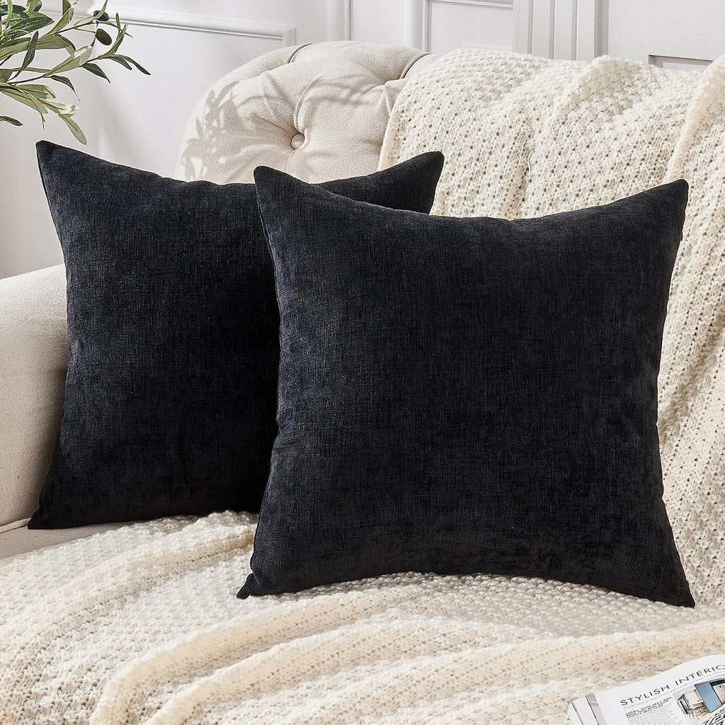 Gawamay Decorative Square Throw Pillow Covers 20"x20" Inch Set of 2, Super Soft Chenille Pillows Farmhouse Fall Pillowcase for Living Room…