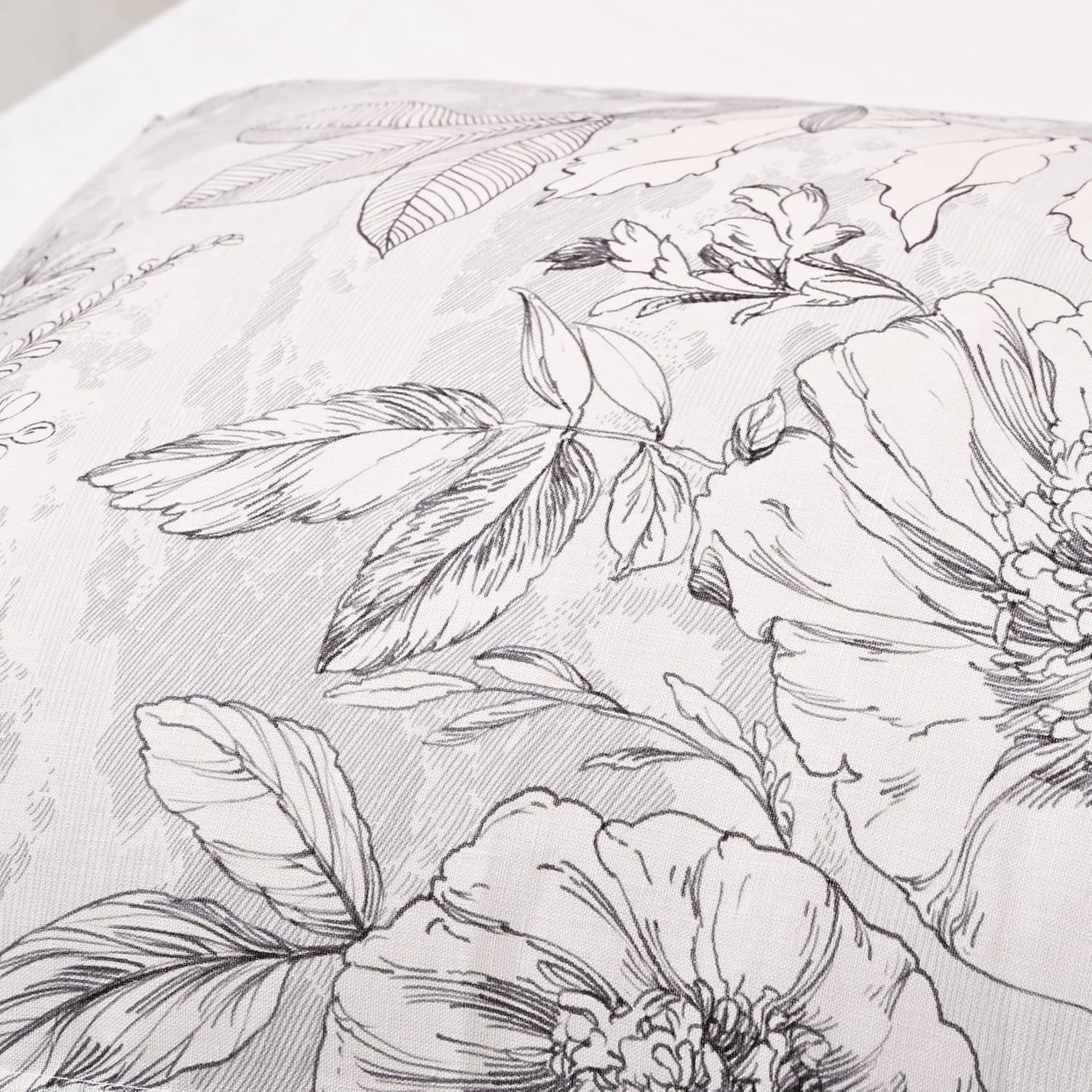 Chuffed 100% French Linen Pillow Cases Sketch Floral Print, Farmhouse Floral Stone Washed Pillow Shams with Envelope Closure Soft Breathabl…