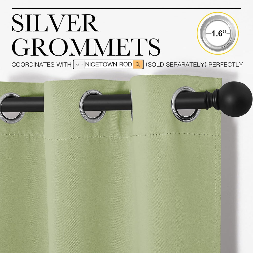 NICETOWN Curtains for Bedroom, Green Nursery Curtains Thermal Insulated, Grommet Top Blackout Drapes for Son's Room Privacy (Sage Green…