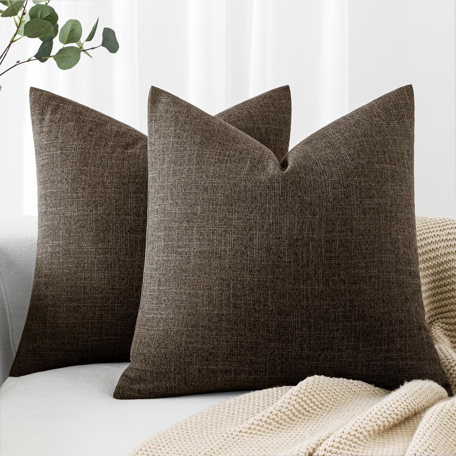 MIULEE Pack of 2 Decorative Linen Burlap Pillow Covers Farmhouse Boho Accent Pillowcases Home Decor for Couch Sofa Bedroom Living Room…