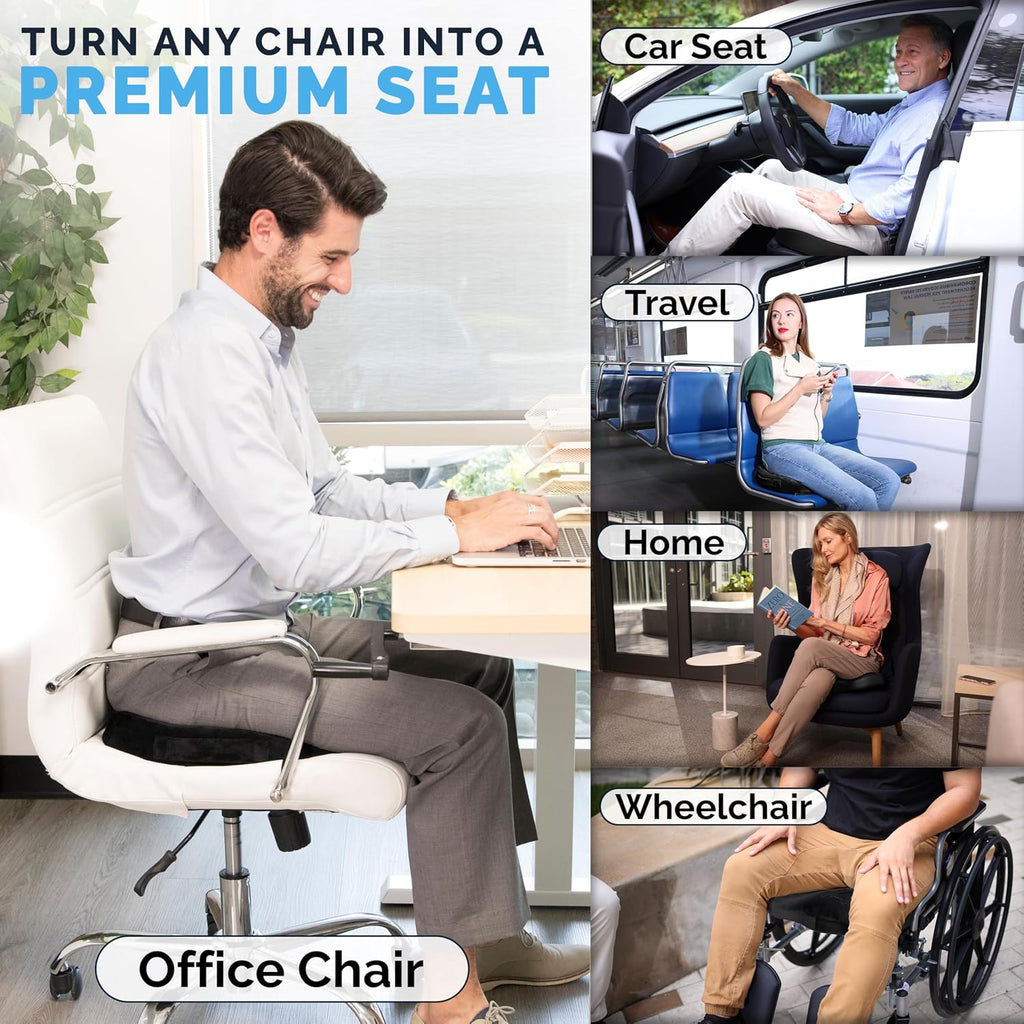 ComfiLife Gel & Memory Foam Seat Cushion – Office Chair Cushion, Car Seat Cushion – Chair Cushions for Back & Sciatica – Seat Cushions for…