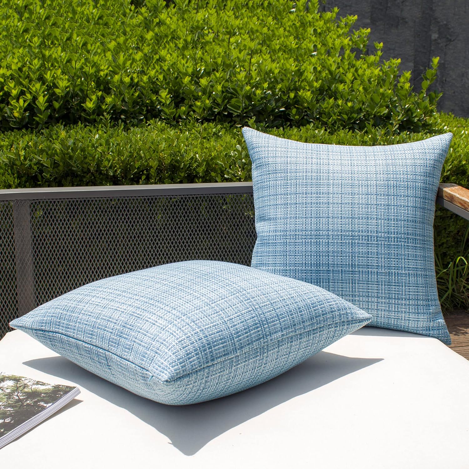 Kevin Textile Pack of 2 Decorative Outdoor Waterproof Pillow Covers Garden Cushion Sham Throw Pillowcase Shell for Patio Tent Couch 24x24…