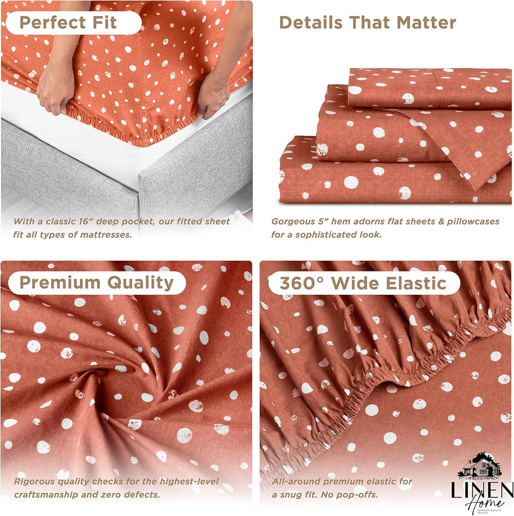 Linen Home Cotton Lyocell Blend Percale Sheet Set King Size - 4 Piece Deep Pocket Bedding, Pre-Washed & Shrunk, Crisp Cooling Fabric…