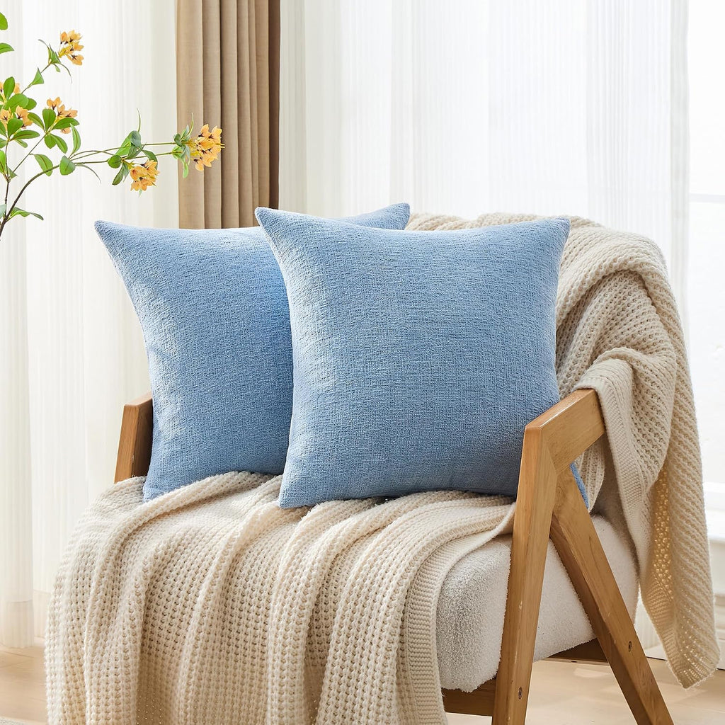 Gawamay Set of 2 Soft Textured Chenille Throw Pillow Covers 24x24 Inch (60x60 CM), Decorative Pillowcases Cushion Covers for Farmhouse Home…