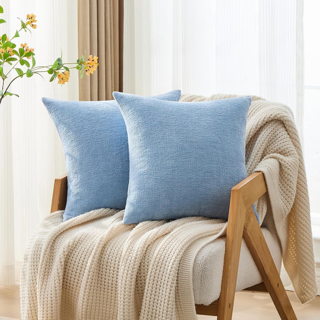 Gawamay Set of 2 Soft Textured Chenille Throw Pillow Covers 26x26 Inch (66x66 CM), Decorative Pillowcases Cushion Covers for Farmhouse Home…