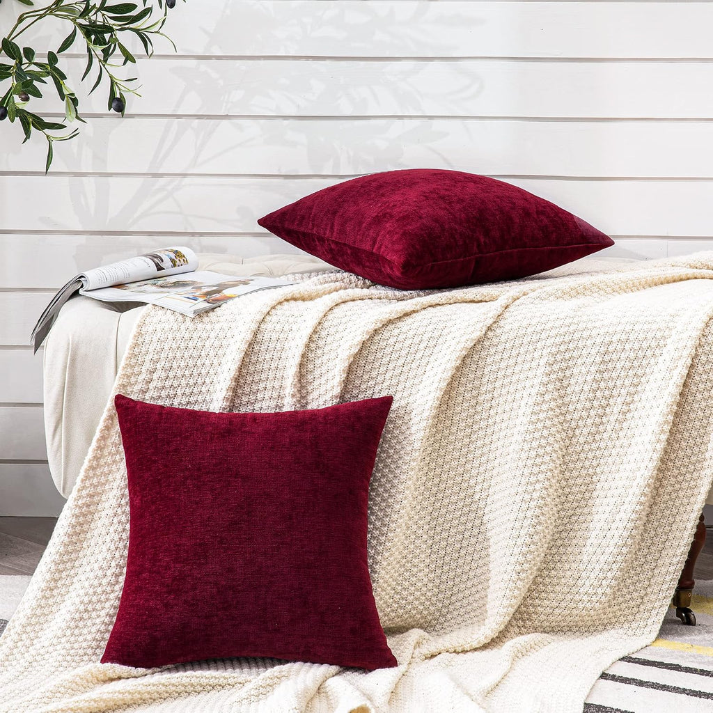 Gawamay Decorative Square Throw Pillow Covers 20"x20" Inch Set of 2, Super Soft Chenille Pillows Farmhouse Fall Pillowcase for Living Room…