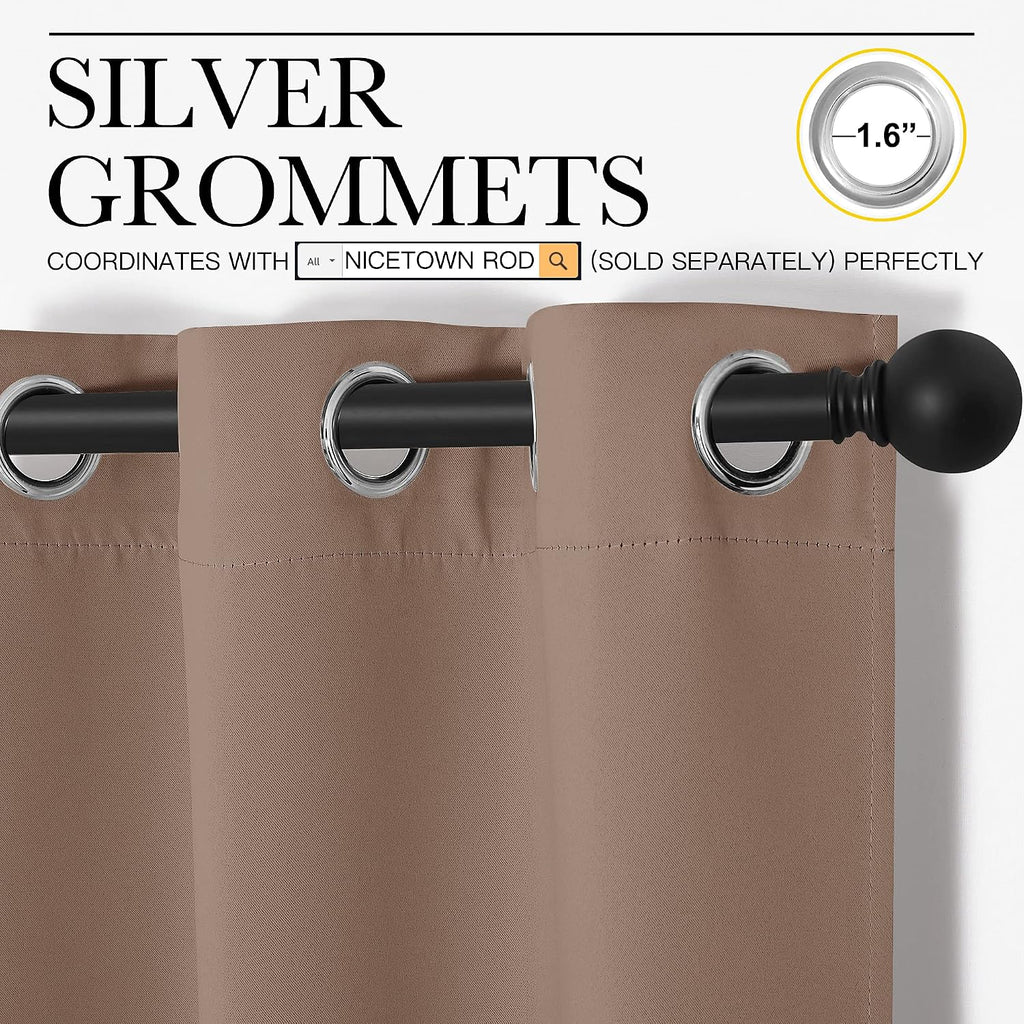 NICETOWN Small Window Kitchen Blackout Curtains, Thermal Insulated Solid Grommet Blackout Curtains/Drapes for Bedroom (Set of 2, 42 by 50…