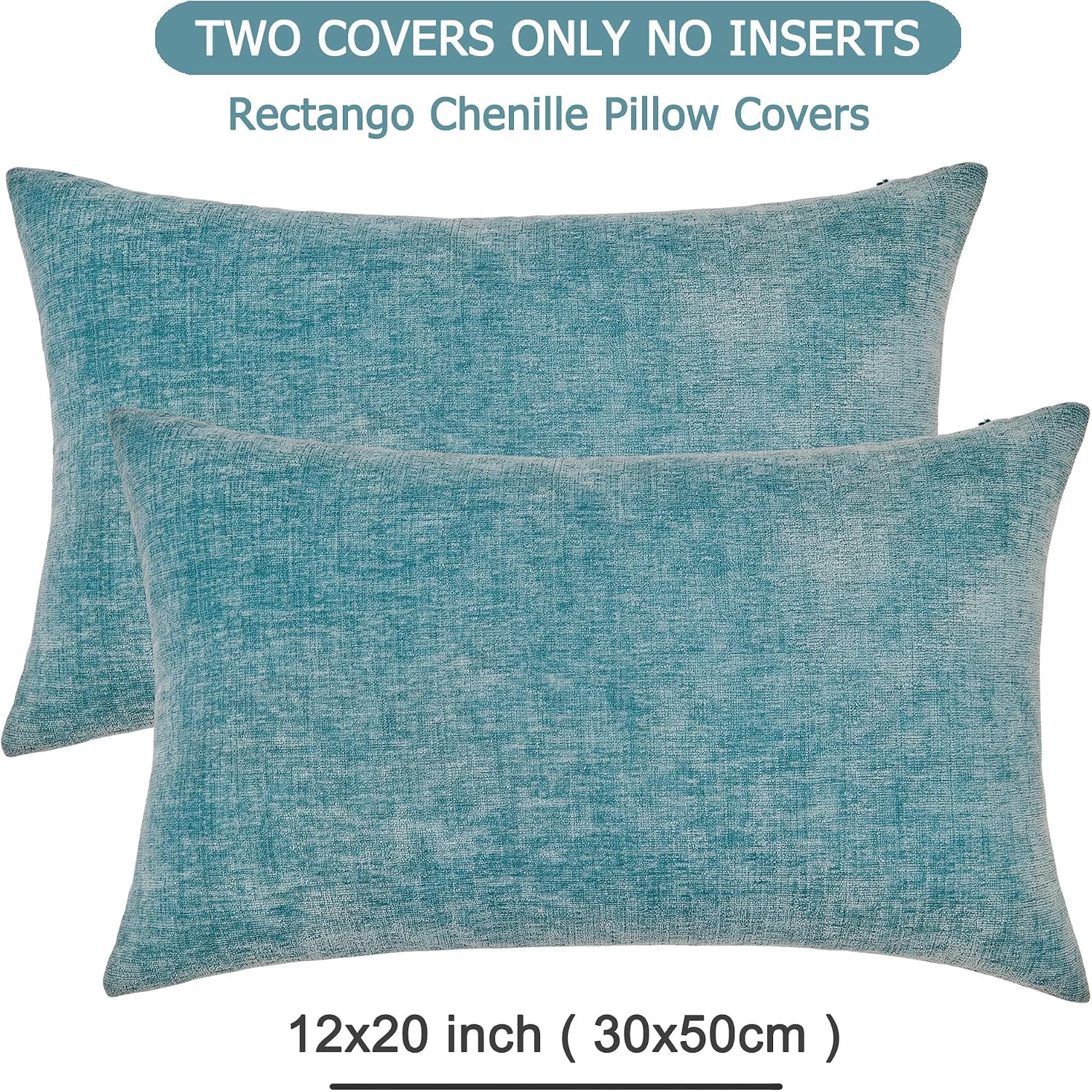 Gawamay Lumbar Decorative Rectangle Throw Pillow Covers 12"x20" Inch Set of 2, Super Soft Chenille Pillowcase for Sofa Living Room Bedroom…