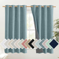 NICETOWN 100% Absolutely Blackout Linen Curtains with Thermal Insulated White Liner, Skylark Blue, 52 inches Wide, 48 inches Length…