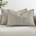 decorUhome Chenille Throw Pillow Covers 12x20 Set of 2, Soft Textured Slubby Modern Decorative Pillow Covers with Elegant Design for Couch,…