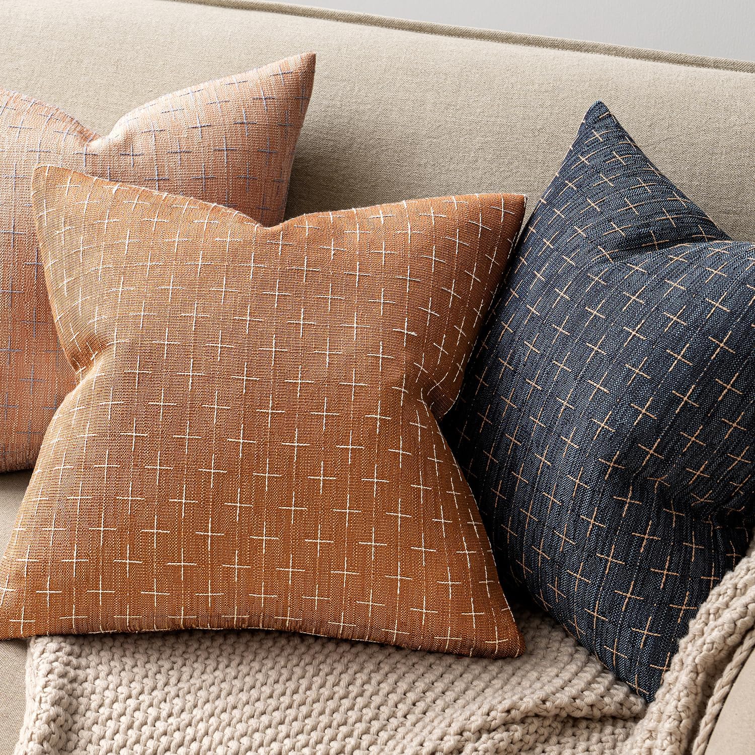 MIULEE Pack of 2 Decorative Burlap Linen Throw Pillow Covers Farmhouse Pillowcases Modern Rustic Woven Textured Cushion Cover for Sofa…