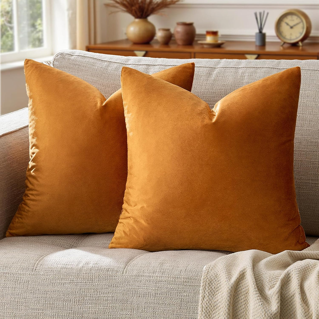 GIGIZAZAFocusingonhomedecoration GIGIZAZA Decorative Couch Throw Pillow Covers, Set of 2 Burnt Orange Square Pillow Cushion Covers 24x24, Pil…