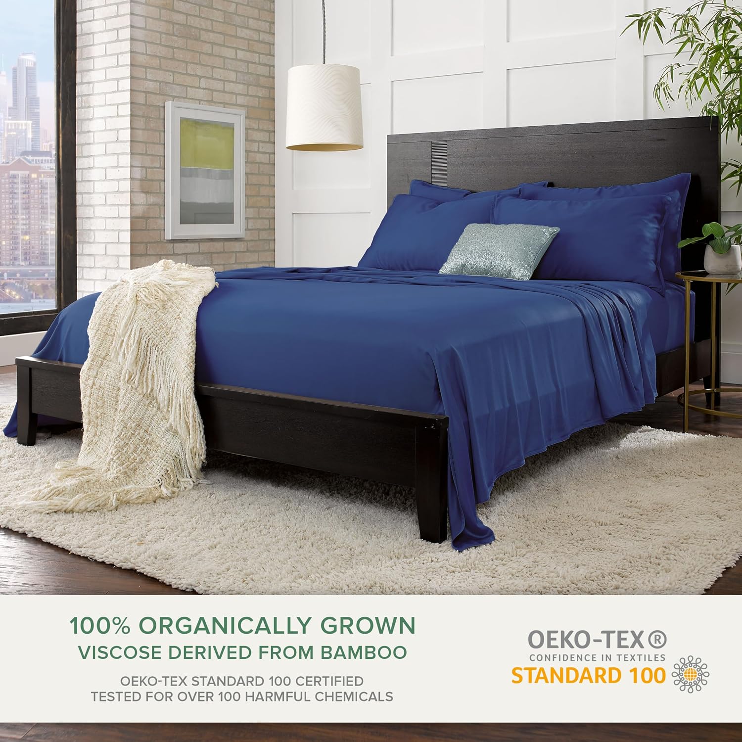 PureBamboo Pure Bamboo Twin Sheets, Genuine 100% Organic Viscose Derived from Bamboo Bed Sheet Set, Luxuriously Soft & Cooling, Double Stit…
