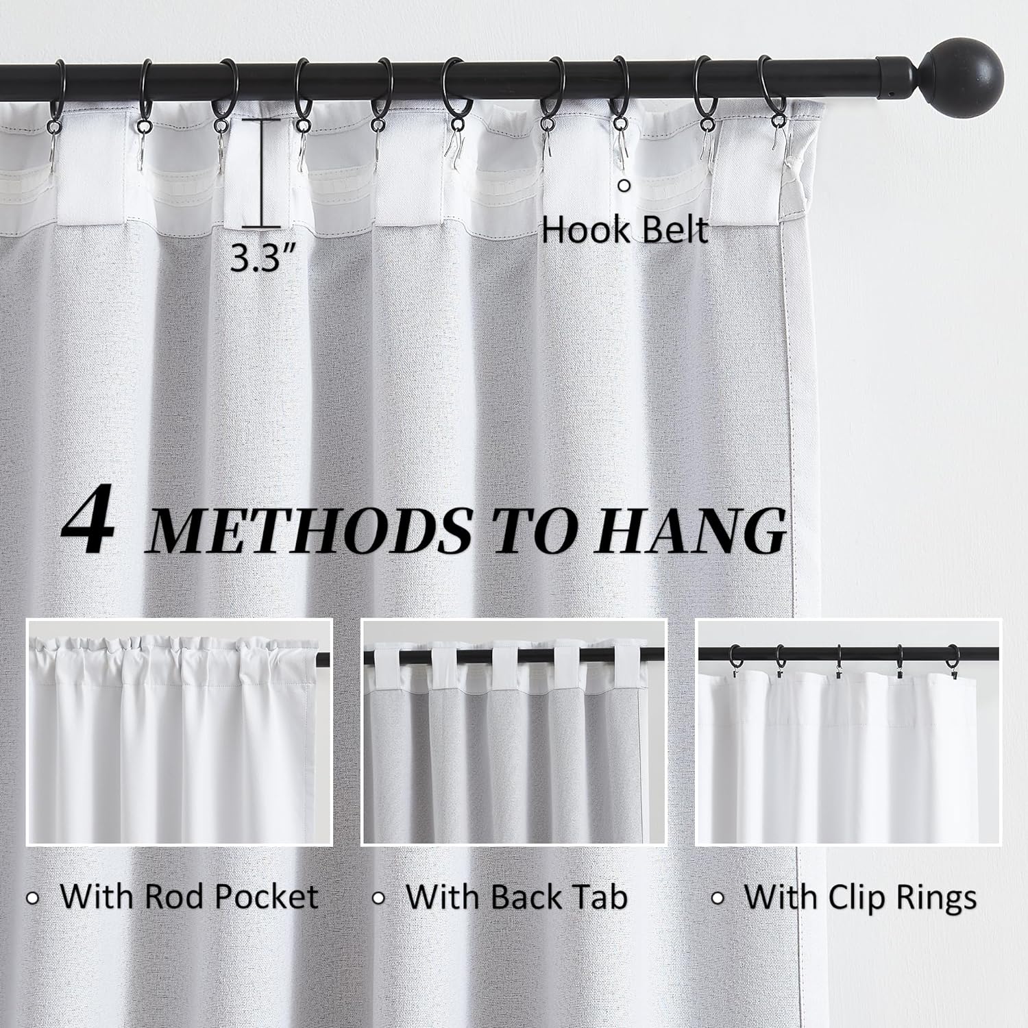 Keqiaosuocai 100% Blackout Linen Curtains Back Tab Rod Pocket Bedroom Curtains 63 Inch Length Flax Burlap Textured Farmhouse Style Noise Re…