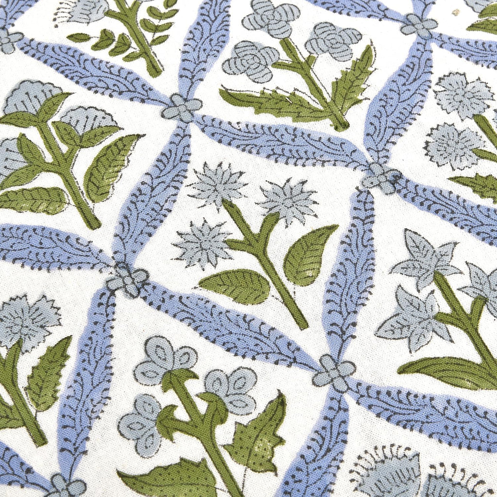Ridhi Block Print Light Steel Blue 36"x14" Set 1-100% Cotton Ruffle Lumbar Sham Cover Boho Floral Pillowcase, Farmhouse Cottagecore…