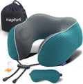 napfun Neck Pillow for Travel with Travel Pouch, Sleep Mask & Earplugs, Memory Foam Airplane Pillow for Headrest Sleep with Eyeshades…