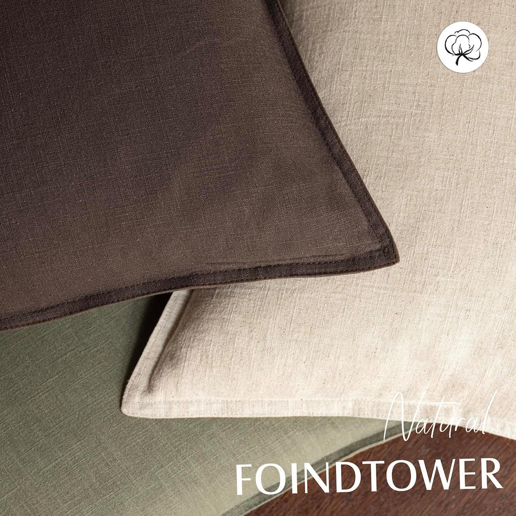 Foindtower Pack of 2, Decorative Linen Soild Throw Pillow Covers Soft Accent Cushion Case Boho Farmhouse Neutral Pillowcase for Couch…