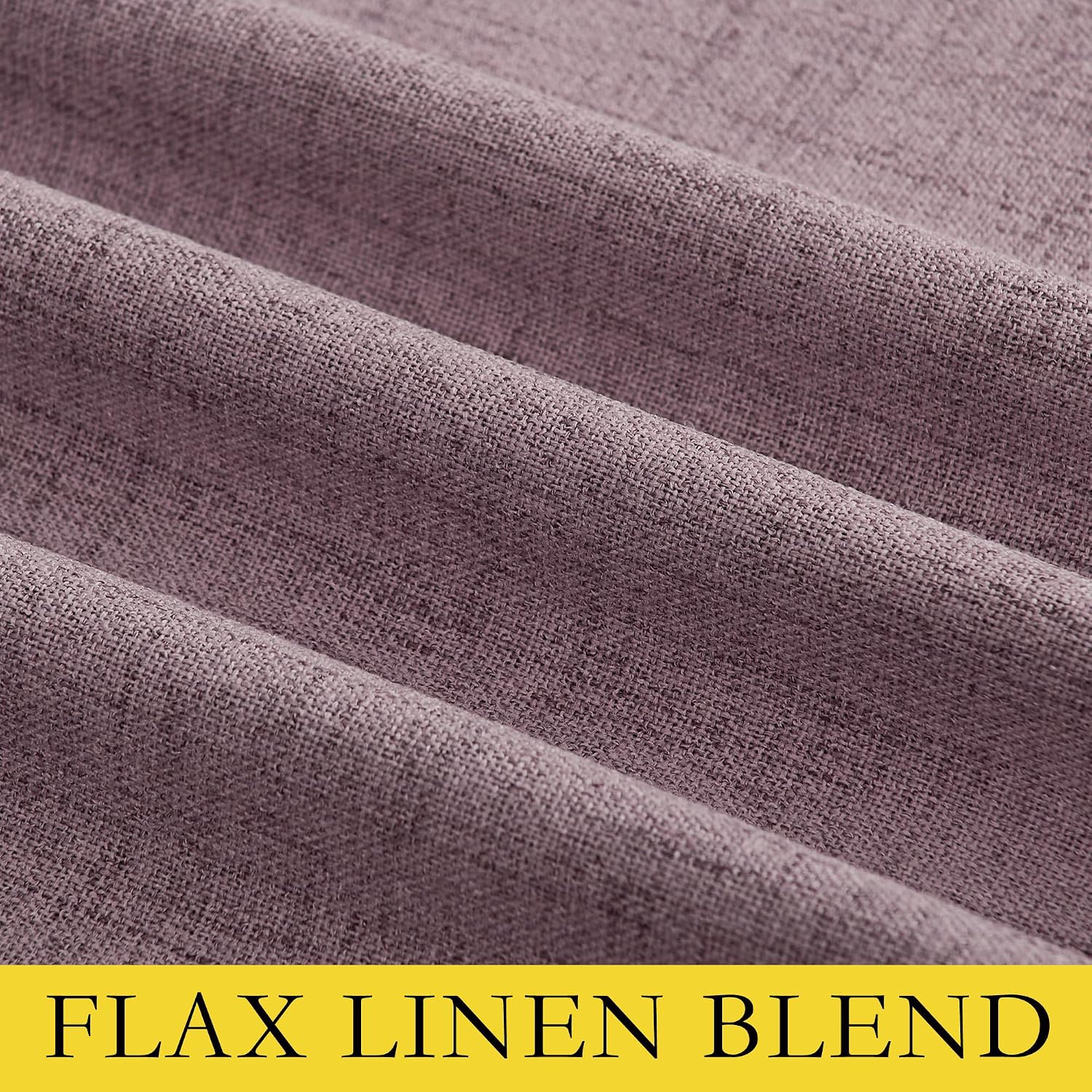 NICETOWN Chaise Mauve Vintage Linen 100% Blackout Curtains for Classroom, Thermal Insulated Curtains 63" Long, Noise Reducing Window…