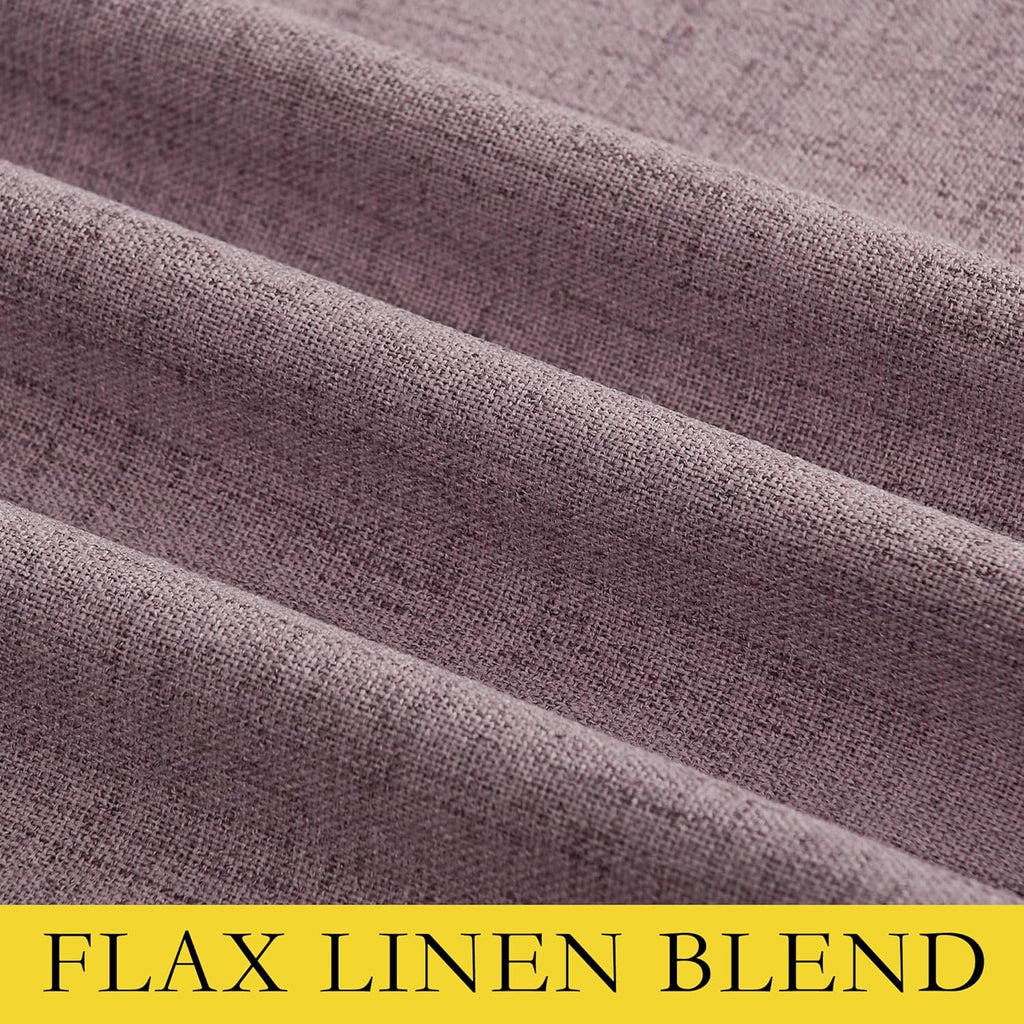 NICETOWN Chaise Mauve Vintage Linen 100% Blackout Curtains for Living Room, Thermal Insulated Curtains 120“ Long, Noise Reducing Window…
