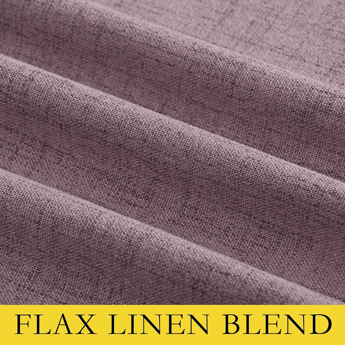 NICETOWN Chaise Mauve Vintage Linen 100% Blackout Curtains for Living Room, Thermal Insulated Curtains 120" Long, Noise Reducing Window…
