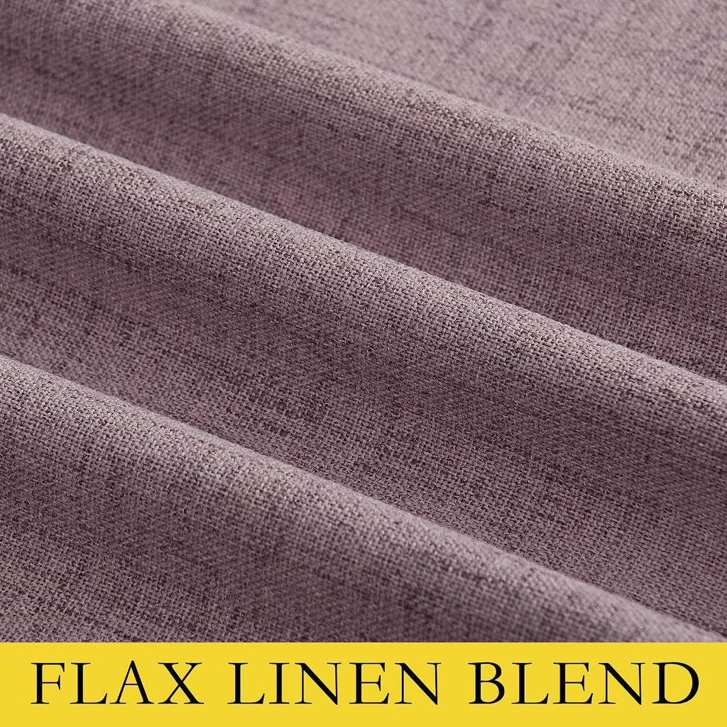 NICETOWN Chaise Mauve Vintage Linen 100% Blackout Curtains for Living Room, Thermal Insulated Curtains 108" Long, Noise Reducing Window…