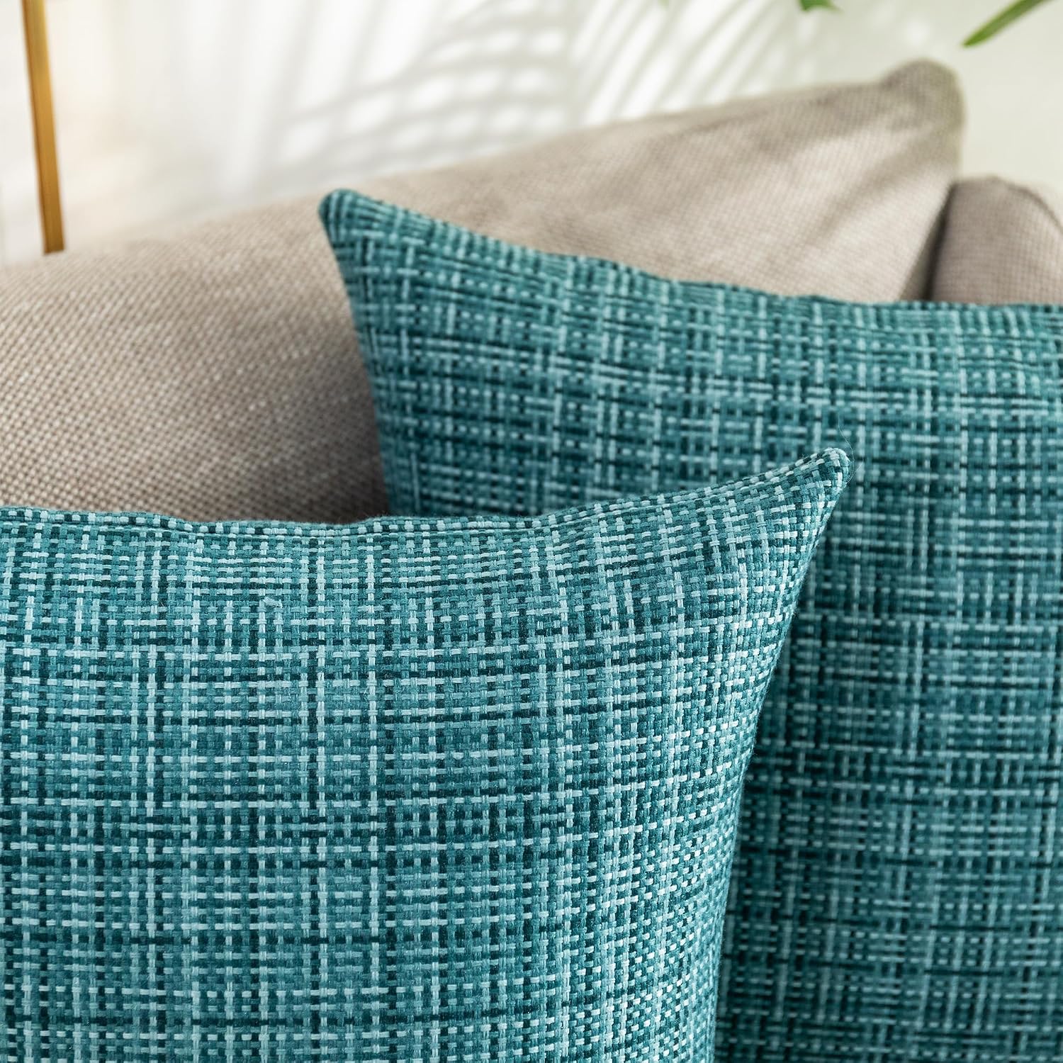 Kevin Textile Outdoor Waterproof Throw Pillow Covers 14x24 Inch Pack of 2 Woven Faux Linen Farmhouse Decorative Water Resistant Lumbar…