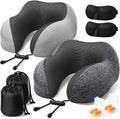 ExploreBliss Travel Pillow, 2 Pack Travel Pillows for Sleeping Airplane, Neck Pillow Airplane, Memory Foam Neck Pillow Set with Eye Mask, E…