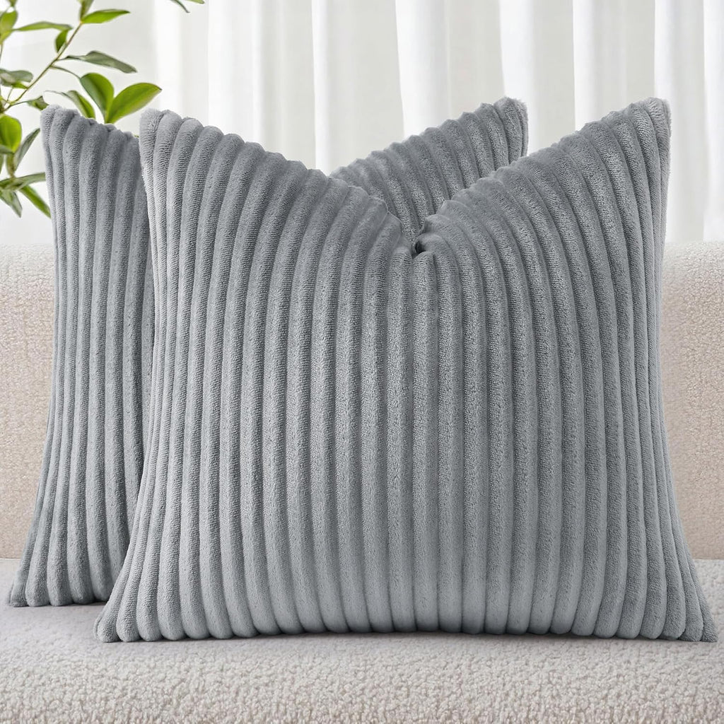 SimmoreHomeDecor Simmore Decorative Throw Pillow Covers 26x26 Set of 2, Soft Natural Plush Flannel Double-Sided Fluffy Couch Euro Sham Pill…