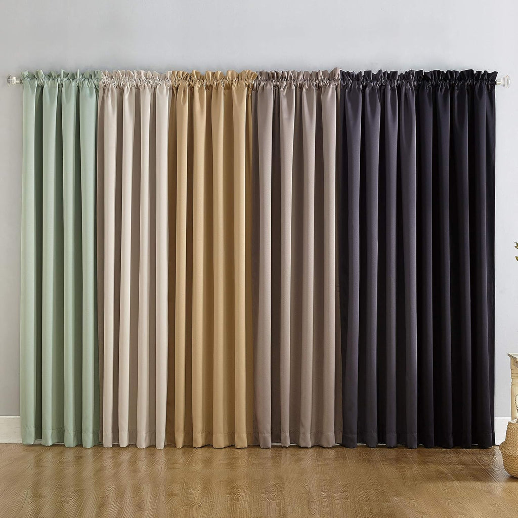 Sun Zero - 52468 Oslo Theater Grade Extreme 100% Blackout Rod Pocket Curtain Panel, 52" x 63", Stone