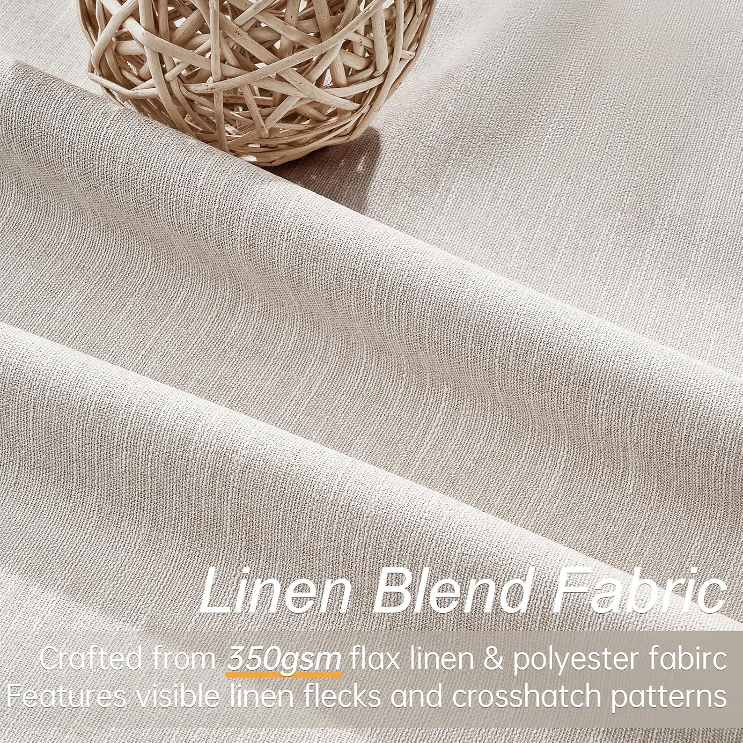 Topfinel 92 Inch Long Curtains Blackout 2 Panels, Custom Made Modern Neutral Soundproof Elegant Decorative Dark Out Linen Cottage Nursery Dr…