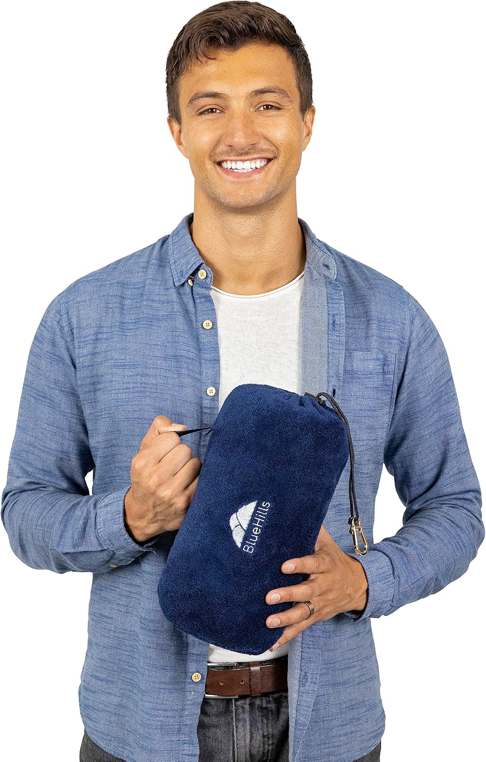 BlueHills Travel Blanket Pillow Rolled Premium Soft Plush Airplane Throw Traveling Essential Gift Compact in a Bag 70 X 48 inches Long…