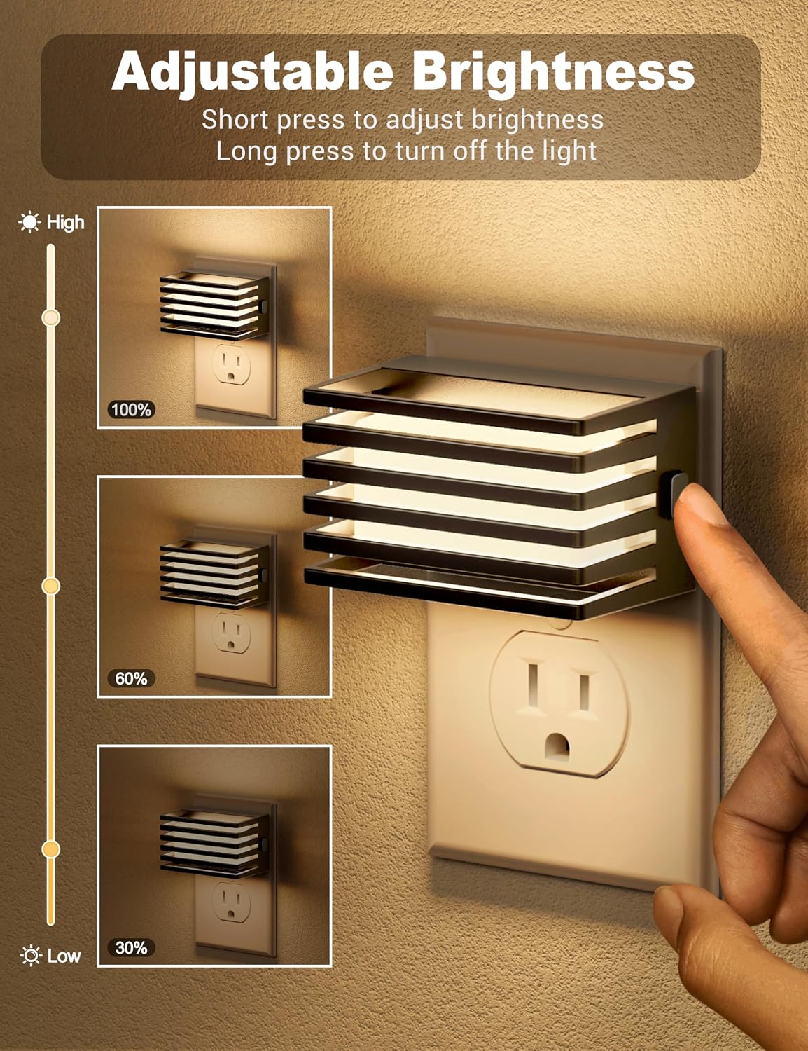JandCase LED Night Light, [2 Pack] Night Lights Plug into Wall with Dusk to Dawn Sensor, Dimmable Plug in Night Light, Adjustable…
