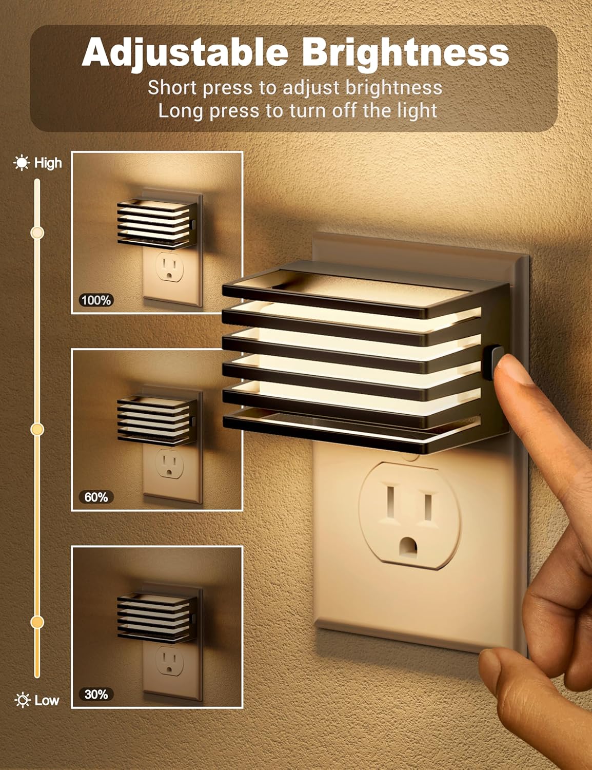 JandCase LED Night Light, [4 Pack] Night Lights Plug into Wall with Dusk to Dawn Sensor, Dimmable Plug in Night Light, Adjustable…