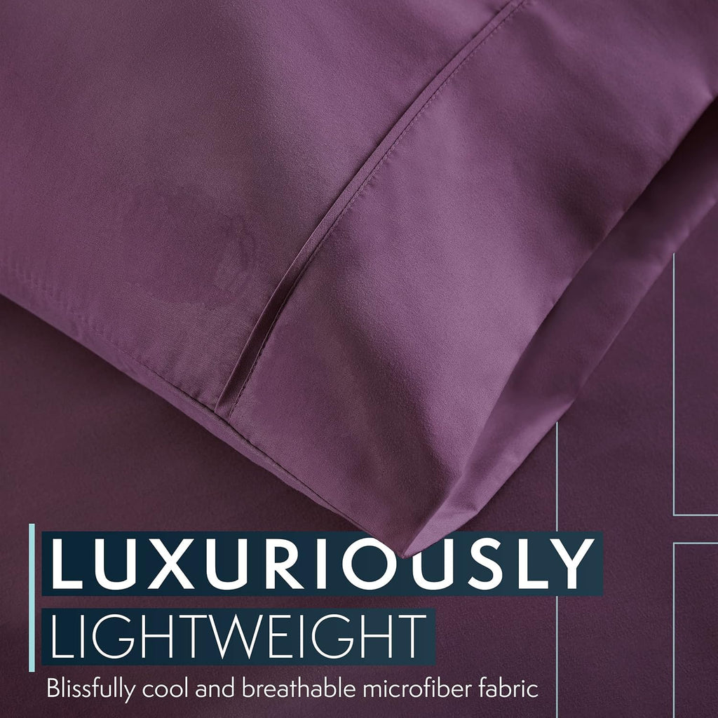 HCCollection HC Collection Queen Pillow Cases Set of 2- Microfiber, Extra Soft Pillowcases - easy maintenance & Machine Washable - Purple…