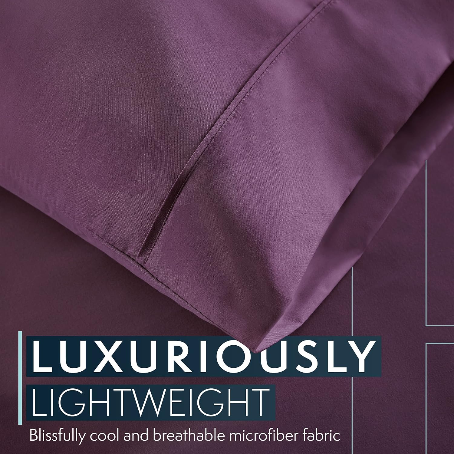 HCCollection HC Collection Queen Pillow Cases Set of 2- Microfiber, Extra Soft Pillowcases - easy maintenance & Machine Washable - Purple…