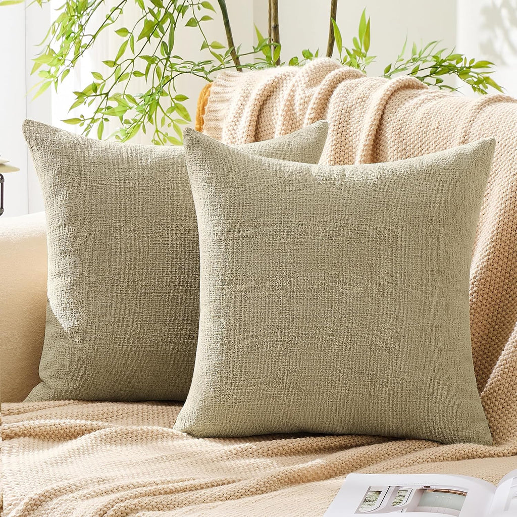 Gawamay Set of 2 Soft Textured Chenille Throw Pillow Covers 26x26 Inch (66x66 CM), Decorative Pillowcases Cushion Covers for Farmhouse Home…