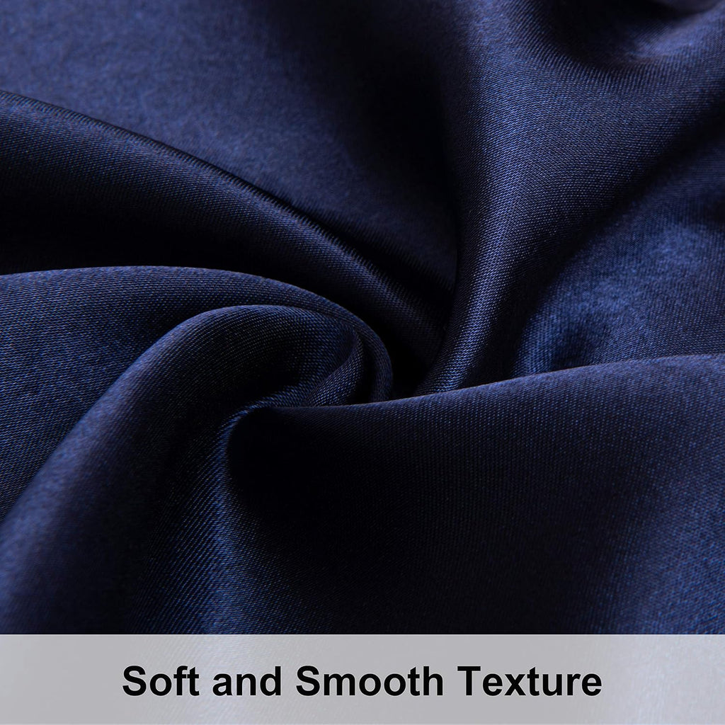 Ntbay 12 Pack Satin Queen Pillowcases for Hair and Skin, Luxurious and Silky Pillow Cases with Envelope Closure, 20 x 30 Inches, Navy Blue…
