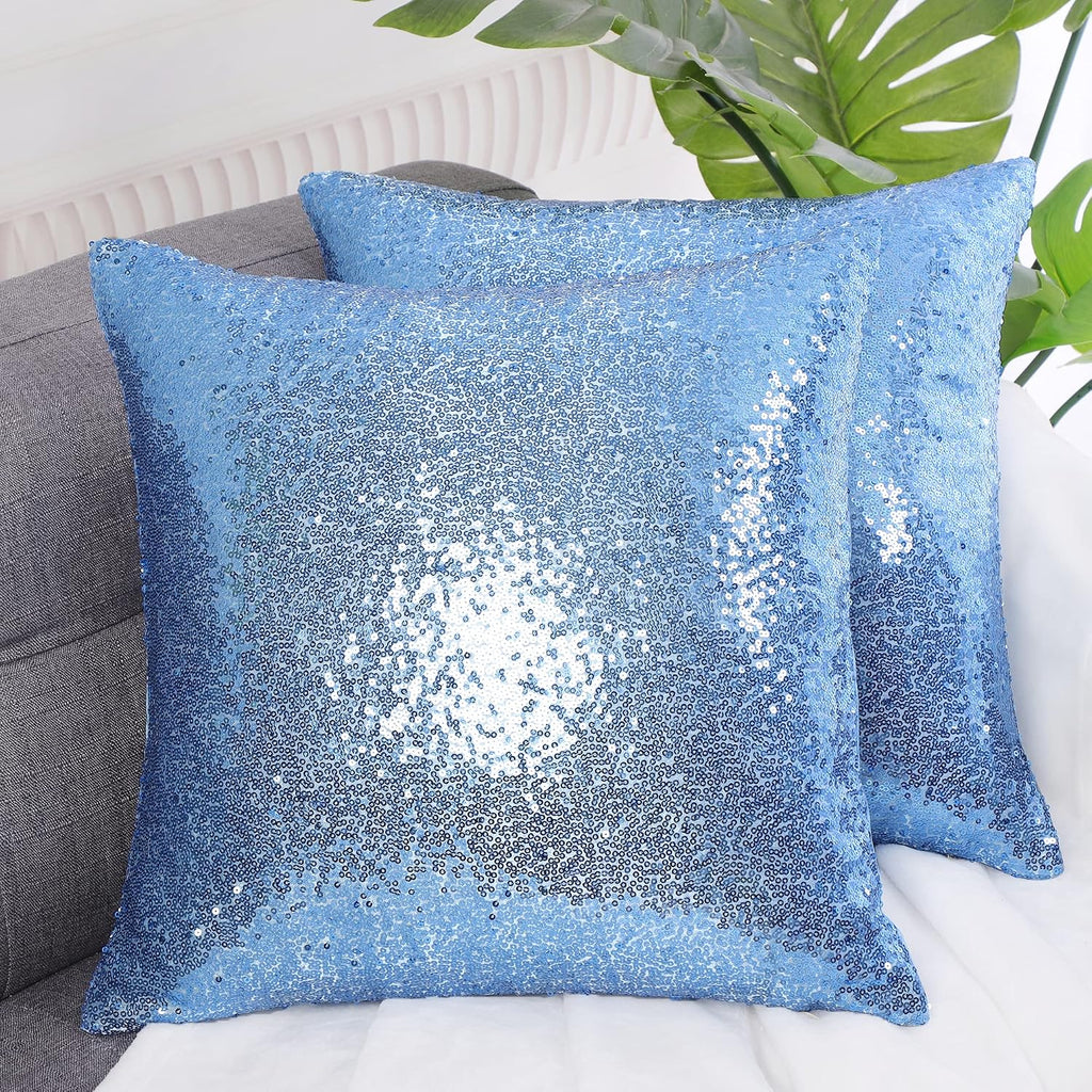 uxcell 2 Pcs Sequin Throw Pillow Covers, Shiny Sparkling Comfy Satin Cushion Covers, Decorative Pillowcases for…