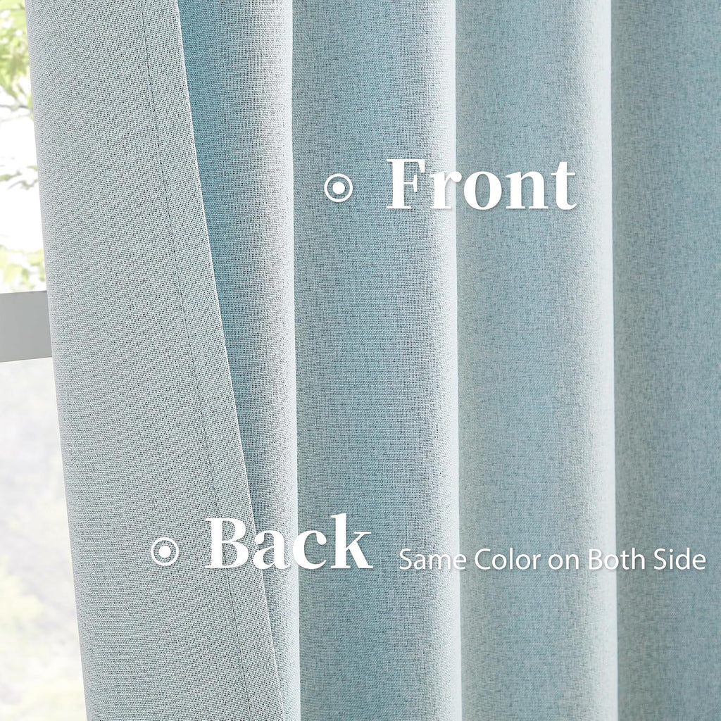 Keqiaosuocai Thermal Insulated Blackout Linen Curtain Panels 90 Inches Long, Totally Shaded Draperies for Dining Room, Soundproof Privacy W…