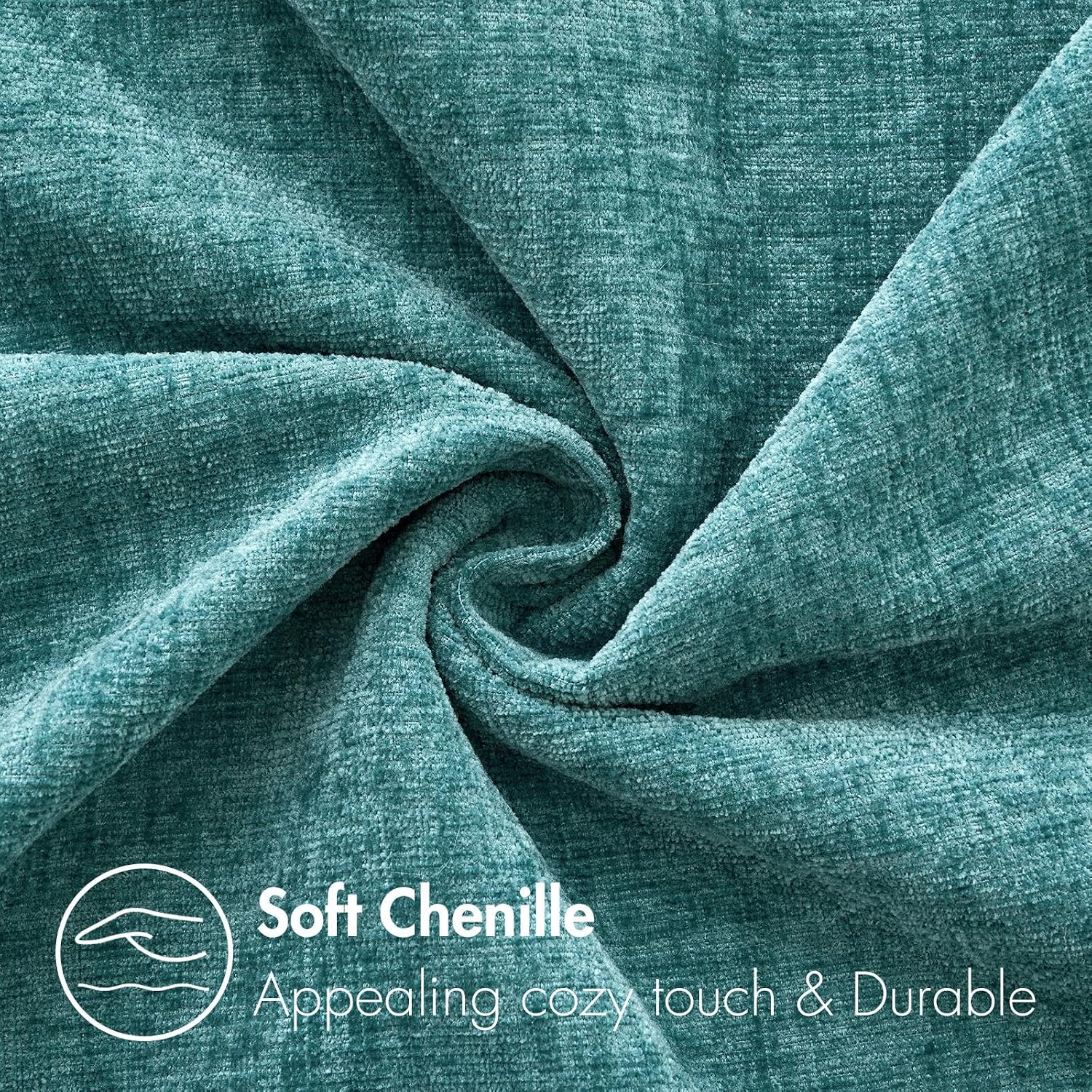 Miulee Pack of 2 Couch Throw Pillow Covers 26x26 Inch Soft Teal Chenille Pillow Covers for Sofa Living Room Solid Dyed Pillow Cases