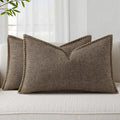 decorUhome Summer Decorative Throw Pillow Covers 12x20 Set of 2 Lumbar Faux Linen Farmhouse Pillow Covers with Stitched Edge Outdoor…