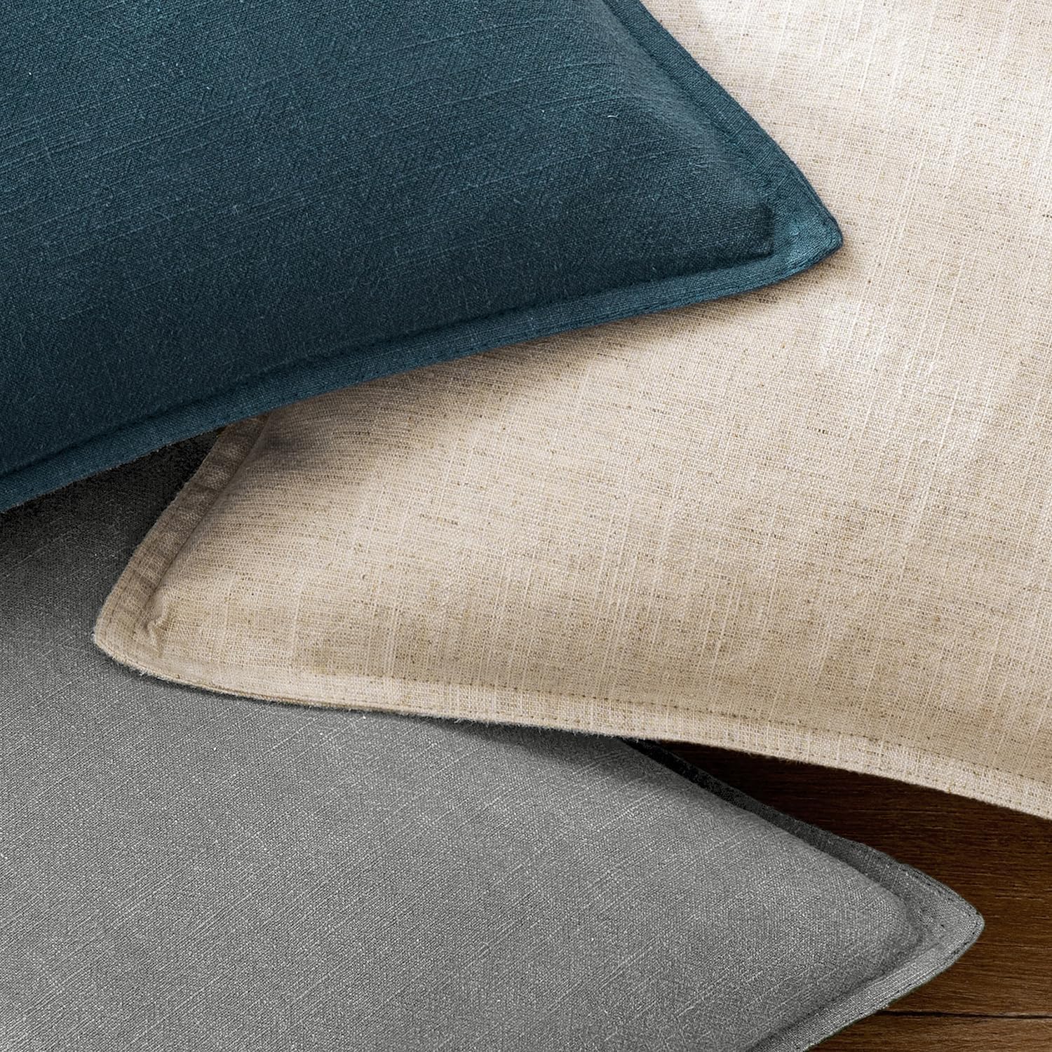 EMEMA Decorative Linen Throw Pillow Covers 20x20 Inch Light Grey Boho Farmhouse Neutral Couch Throw Pillows for Bed Pack of 2 Accent…