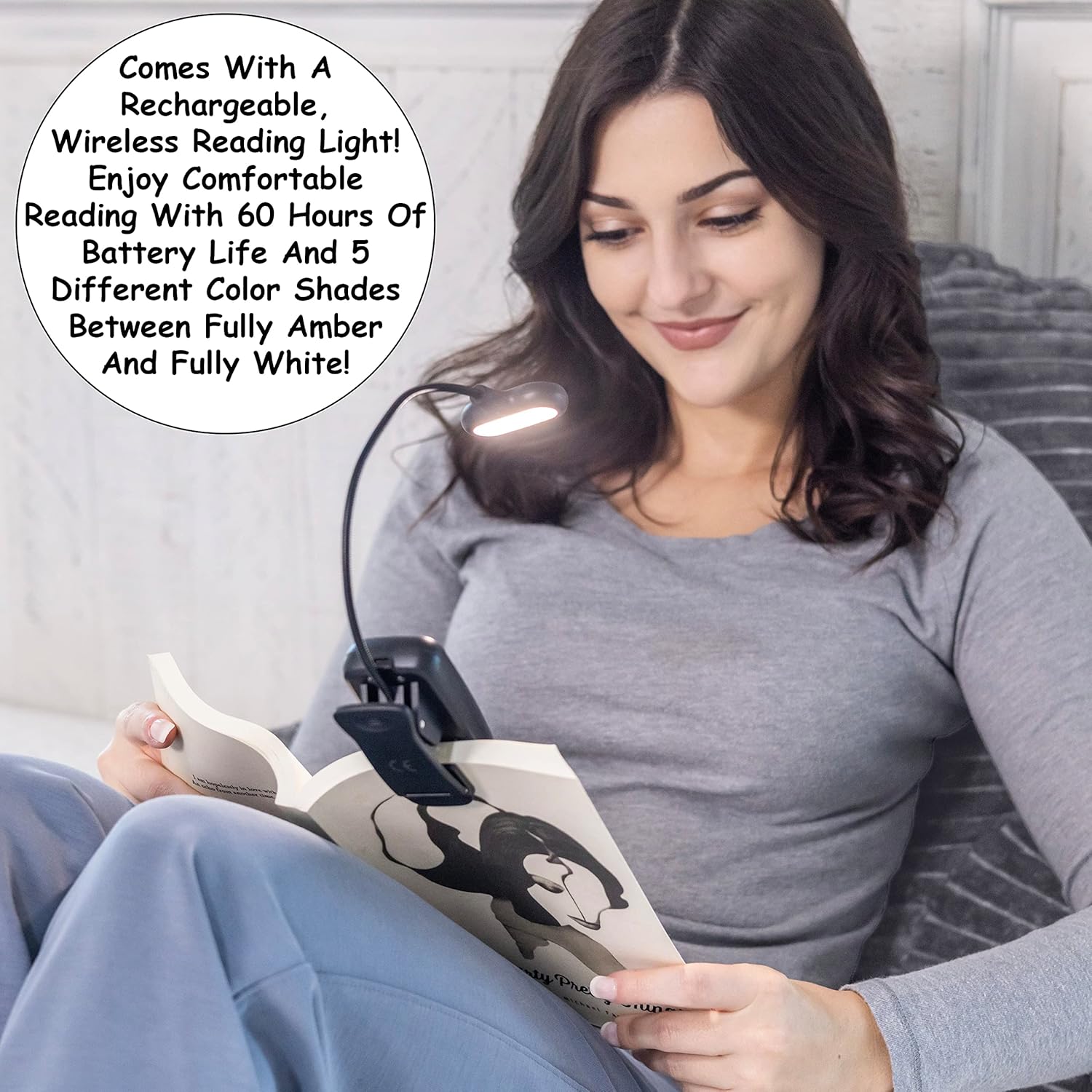 Homie Reading Pillow with Reading Light and Wrist Support, Has Arm Rests, and Back Support for Bed Rest, Lounging, Reading, Working on…