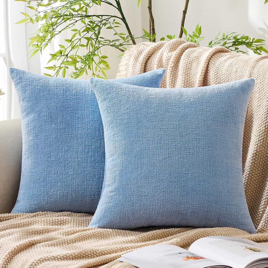 Gawamay Set of 2 Soft Textured Chenille Throw Pillow Covers 24x24 Inch (60x60 CM), Decorative Pillowcases Cushion Covers for Farmhouse Home…